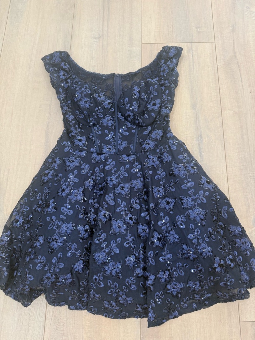 Elegant Blue Floral juniors Dress